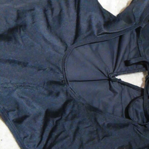 Shade & Shore Gray Extra Cheeky High Leg V-Wire Plunge Women's Swimsuit L XL 18 - Picture 11 of 16